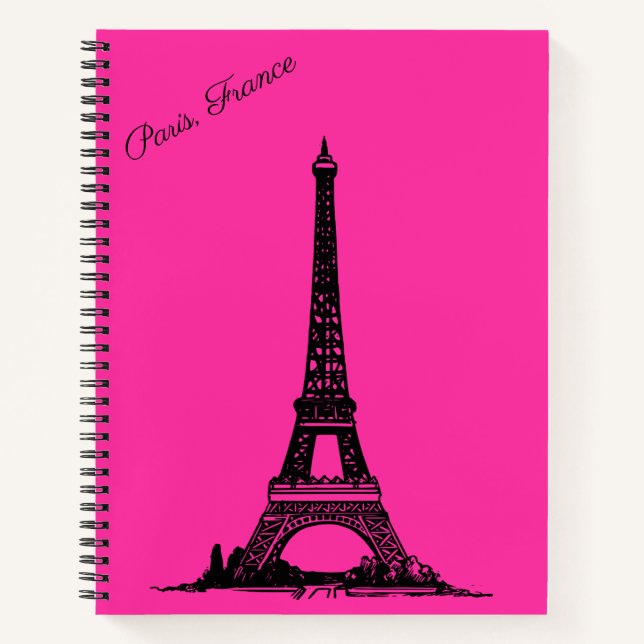 Cute Eiffel Tower Paris Themed Spiral Notebook (Front)