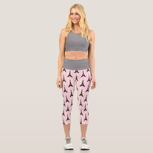Cute Eiffel Tower Paris Travel French Pattern Capri Leggings