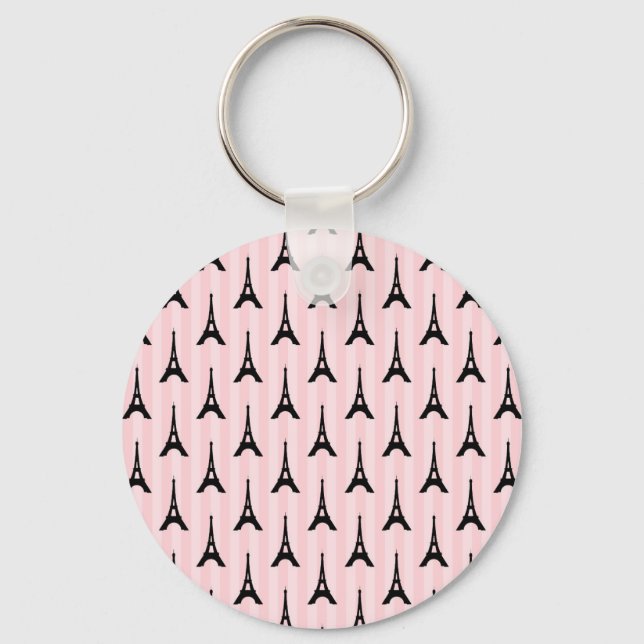 Cute Eiffel Tower Paris Travel French Pattern Key Ring (Front)