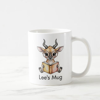 Cute Eland Reading Book Custom Coffee Mug