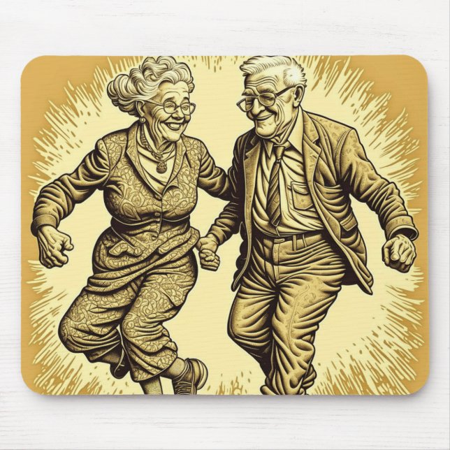 Cute Elderly Couple Dancing Mouse Pad (Front)
