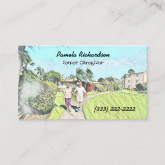 Cute Elderly Couple Senior Caregiver Business Card