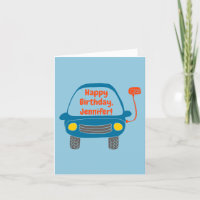 Cute Electric Car Personalised Birthday