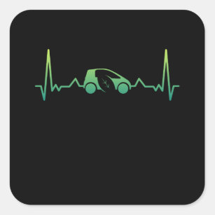 Cute Electric Vehicle Car Heartbeat Gift EV Square Sticker