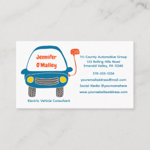 Cute Electric Vehicle, Rideshare Car Driver Custom Business Card