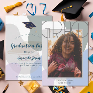 Cute Elegant 2025 Grad Photo Graduation Party Invitation