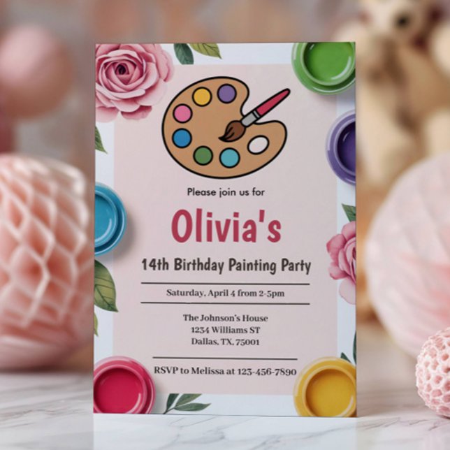 Cute Elegant Art Party Painting Birthday Party Invitation (Creator Uploaded)