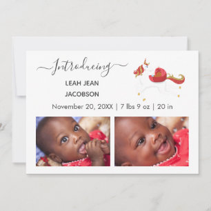 Cute Elegant Baby Photo Birth Announcement Unicorn