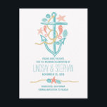 Cute elegant beach wedding save the date postcards<br><div class="desc">Romantic and casual beach wedding save the date postcard for destination,  nautical and seaside weddings. Save the date with teal and turquoise seashells,  sand dollars,  coral starfish and seahorse couple. Please browse my store to find all blue anchor wedding set.</div>
