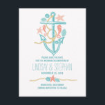 Cute elegant beach wedding save the date postcards<br><div class="desc">Romantic and casual beach wedding save the date postcard for destination,  nautical and seaside weddings. Save the date with teal and turquoise seashells,  sand dollars,  coral starfish and seahorse couple. Please browse my store to find all blue anchor wedding set.</div>