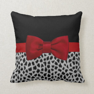Cute elegant black and white leopard skin cushion