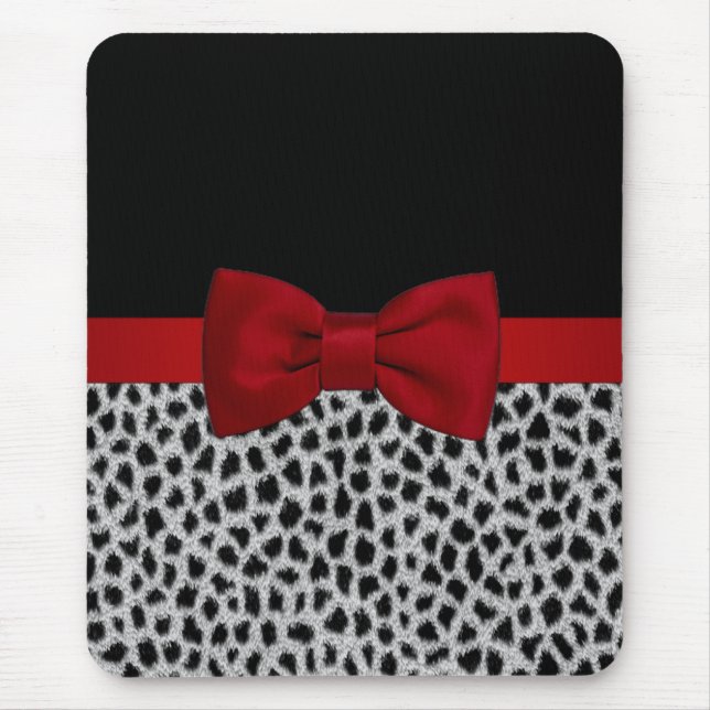 Cute elegant black and white leopard skin mouse pad (Front)
