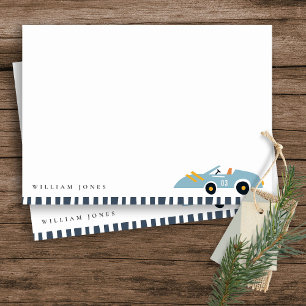 Cute Elegant Blue Race Car Kids Any Age Birthday Card