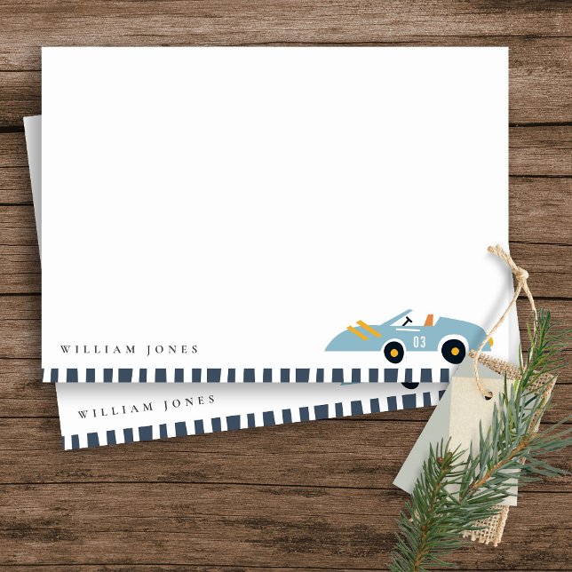 Cute Elegant Blue Race Car Kids Any Age Birthday Card (Creator Uploaded)