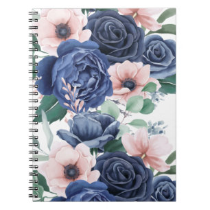 Cute Elegant Blue Rose Watercolor  Notebook