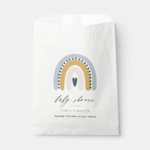 CUTE ELEGANT BLUSH BLUE HEART RAINBOW BABY SHOWER FAVOUR BAG