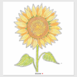 Cute Elegant Boho Art Yellow Watercolor Sunflower