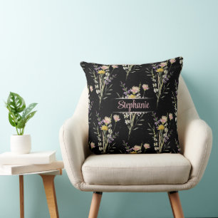Cute Elegant Boho Wildflowers Personalised  Cushion