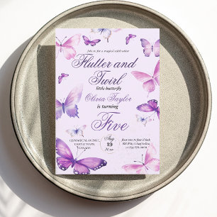 Cute Elegant Butterfly Girls 5th Birthday  Invitation
