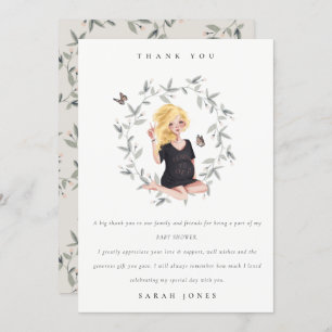 Cute Elegant Expectant Women Foliage Baby Shower Thank You Card