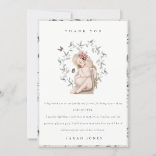 Cute Elegant Expectant Women Foliage Baby Shower Thank You Card