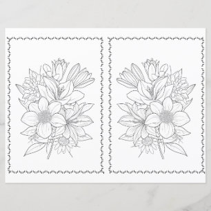 Cute Elegant Floral Easy Colouring Page