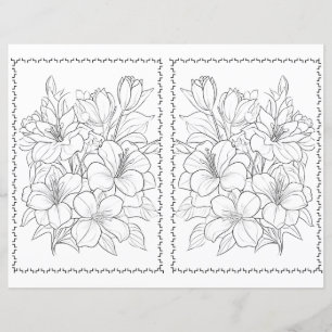 Cute Elegant Floral Easy Colouring Page 