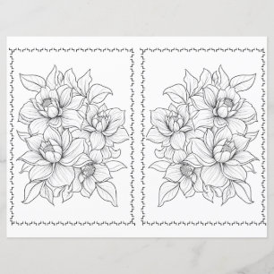 Cute Elegant Floral Easy Colouring Page 