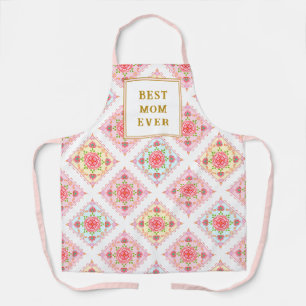 Cute Elegant Floral in Diamond Tiles Pattern Apron