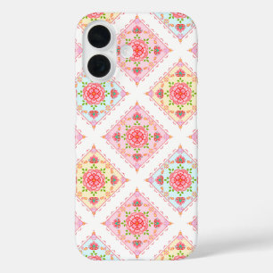 Cute Elegant Floral in Diamond Tiles Pattern iPhone 16 Case