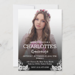 Cute Elegant Floral Quinceanera For Girl Birthday Invitation