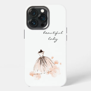 cute elegant girly blush pink modern flowers dress iPhone 13 pro case