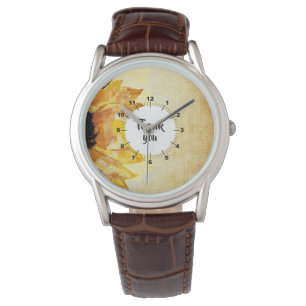Cute Elegant Girly Modern Sunflowers Thank You Watch