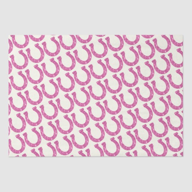 Cute Elegant Glam Horseshoe Pink Glitter Tissue Paper (Front)