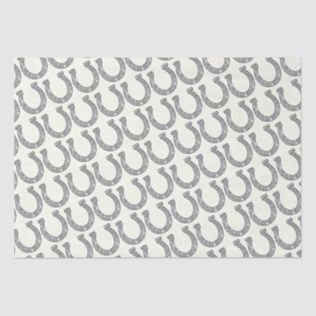 Cute Elegant Glam Horseshoe Silver Glitter Tissue Paper (Front)