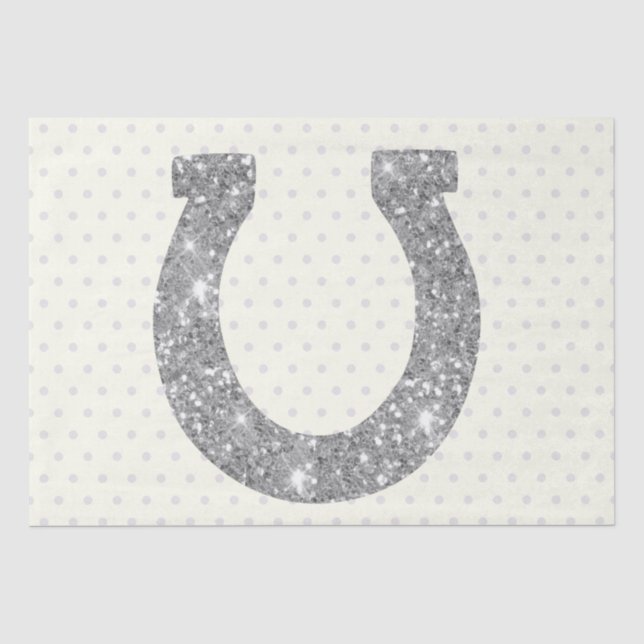 Cute Elegant Glam Silver Glitter Horseshoe  Tissue Paper (Front)