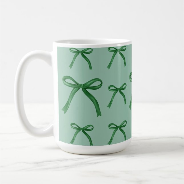 Cute elegant green bow pattern Mug (Left)