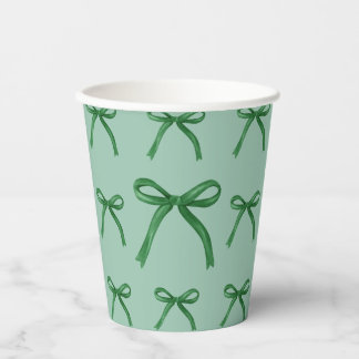 Cute elegant green bow pattern paper cups