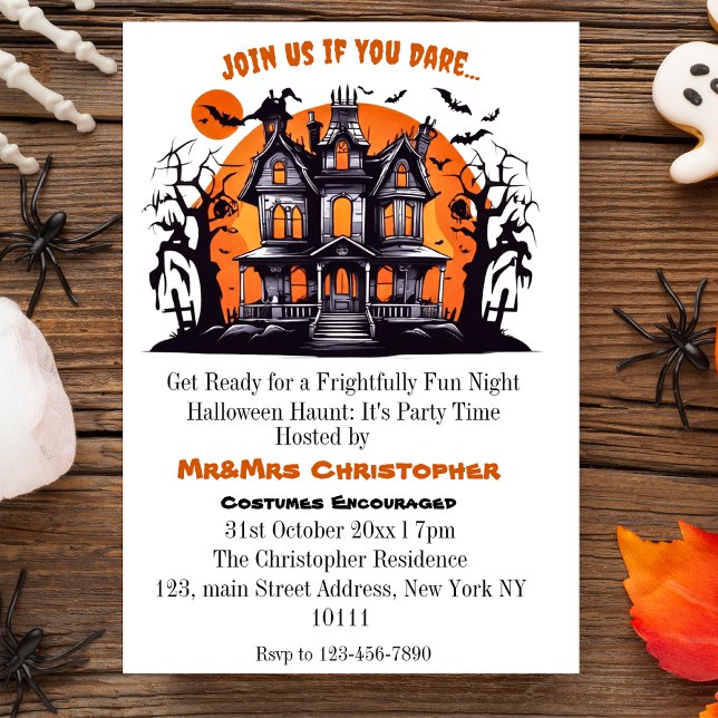 Cute Elegant Haunted House Adults Halloween Party  Invitation (Creator Uploaded)