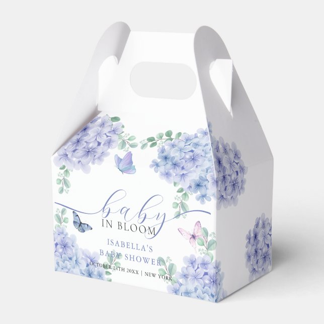Cute Elegant Hydrangea Floral Garden Baby Shower  Favour Box (Front Side)