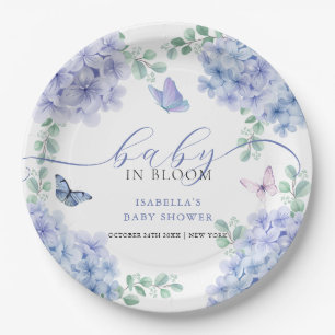 Cute Elegant Hydrangea Floral Garden Baby Shower Paper Plate