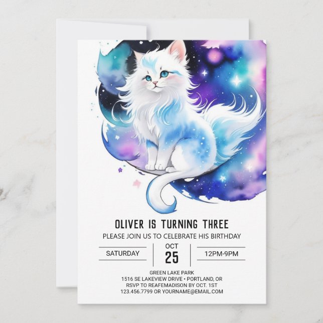 Cute Elegant Kitten Birthday Invitation (Front)
