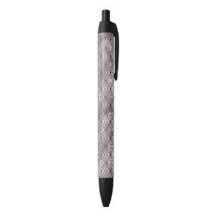 Cute Elegant Maroon Grey Art Deco Pattern Black Ink Pen
