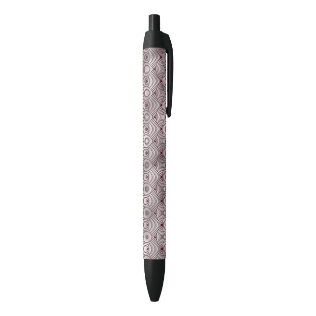 Cute Elegant Maroon Grey Art Deco Pattern Black Ink Pen (Bottom (Vertical))