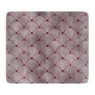 Cute Elegant Maroon Grey Art Deco Pattern Cutting Board