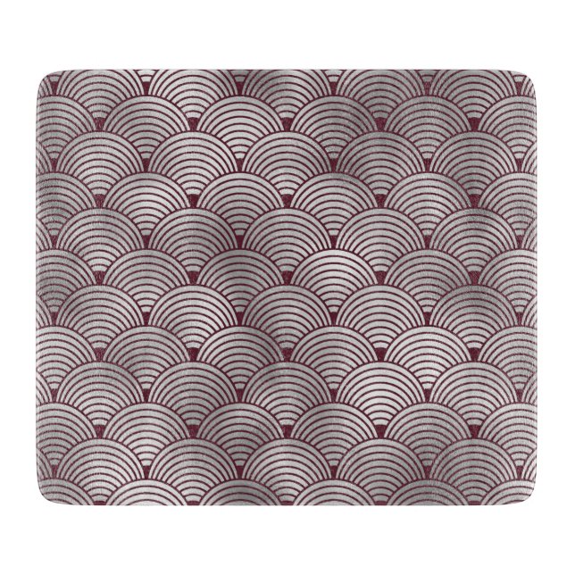 Cute Elegant Maroon Grey Art Deco Pattern Cutting Board (Front)