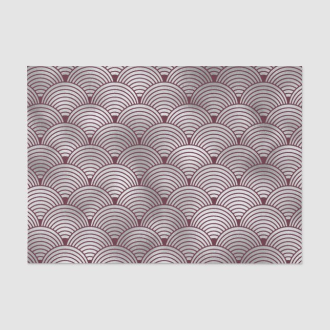 Cute Elegant Maroon Grey Art Deco Pattern Tissue Paper (Front)