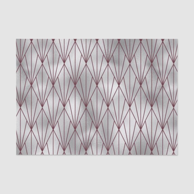 Cute Elegant Maroon Grey Art Deco Pattern Tissue Paper (Front)