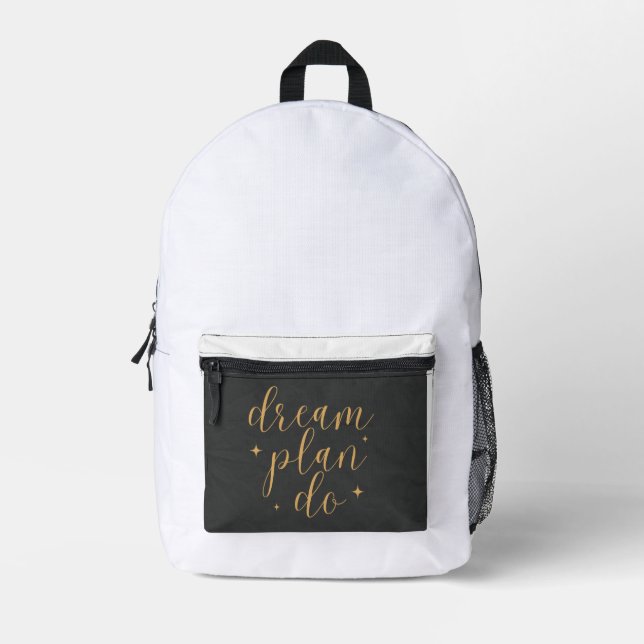 Cute Elegant Minimalistic Dream Plan Do Organiser Printed Backpack (Front)