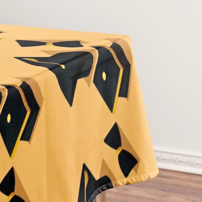 Cute Elegant Modern Black & Yellow Graduation cap  Tablecloth (Creator Uploaded)